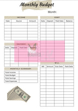 Load image into Gallery viewer, Paycheck & Monthly Budget Planner Printable Instant Download