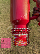 Load image into Gallery viewer, Red Holographic Rhinestone Stanley Tumbler Boot
