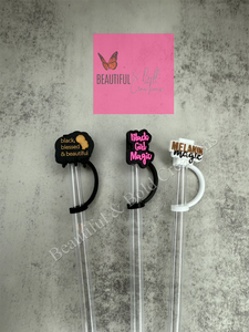 Melanin Black Girls Stanley Tumbler Straw Cover 10mm