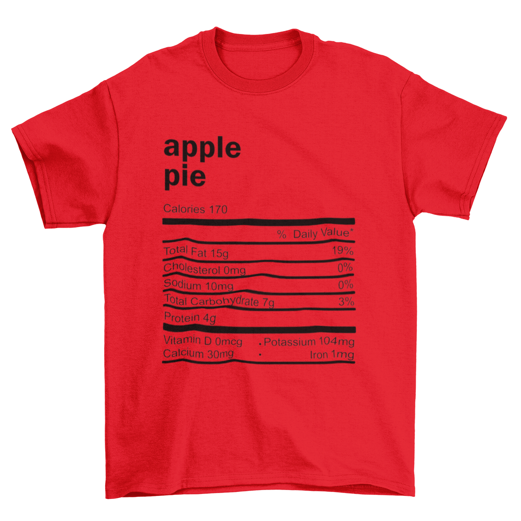 Apple Pie Nutrition Facts Shirt