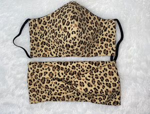 Leopard Print headband & Mask Set